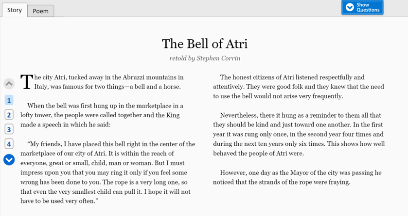 The city Atri, tucked away in the Abruzzi mountains in Italy, was famous for two things–a bell and a horse.
When the bell was first hung up in the marketplace in a lofty tower, the people were called together and the King made a speech in which he said:
"My friends, I have placed this bell right in the center of the marketplace of our city of Atri. It is within the reach of everyone, great or small, child, man or woman. But I must impress upon you that you may ring it only if you feel some wrong has been done to you. The rope is a very long one, so that even the very smallest child can pull it. I hope it will not have to be used very often."
The honest citizens of Atri listened respectfully and attentively. They were good folk and they knew that the need to use the bell would not arise very frequently.
Nevertheless, there it hung as a reminder to them all that they should be kind and just toward one another. In the first year it was rung only once, in the second year four times and during the next ten years only six times. This shows how well behaved the people of Atri were.
However, one day as the Mayor of the city was passing he noticed that the strands of the rope were fraying.